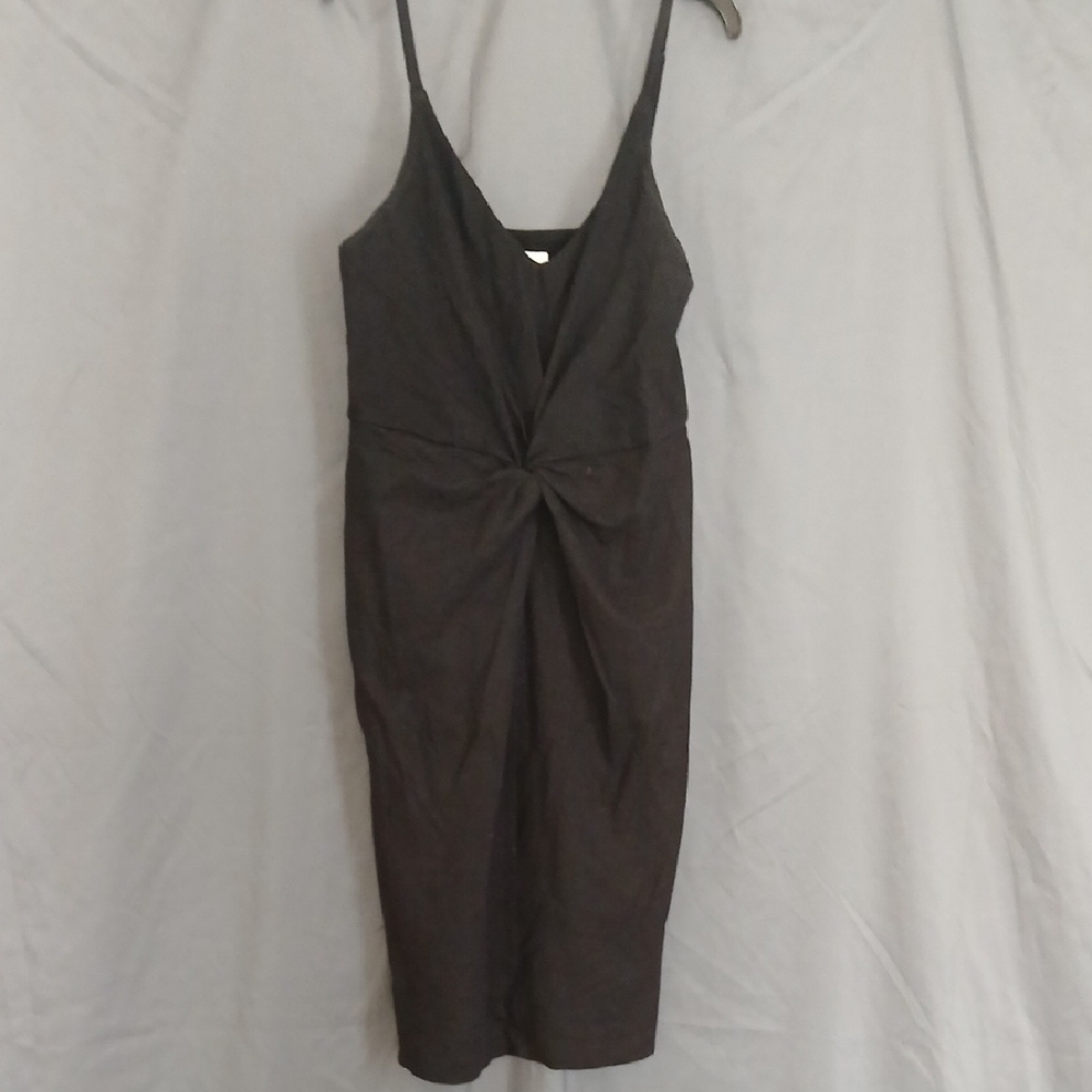 H&M Black Midi Dress with Knot Detail